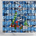Cats Football Merry Christmas Shower Curtain Indigenous Australian Art