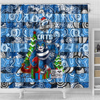 Cats Football Merry Christmas Shower Curtain Indigenous Australian Art