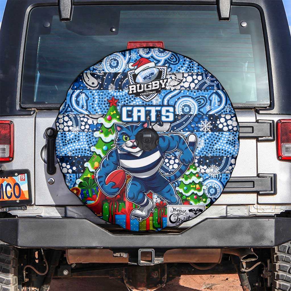 Cats Football Merry Christmas Spare Tire Cover Indigenous Australian Art