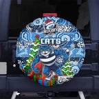 Cats Football Merry Christmas Spare Tire Cover Indigenous Australian Art