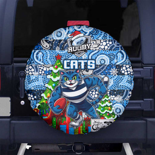 Cats Football Merry Christmas Spare Tire Cover Indigenous Australian Art