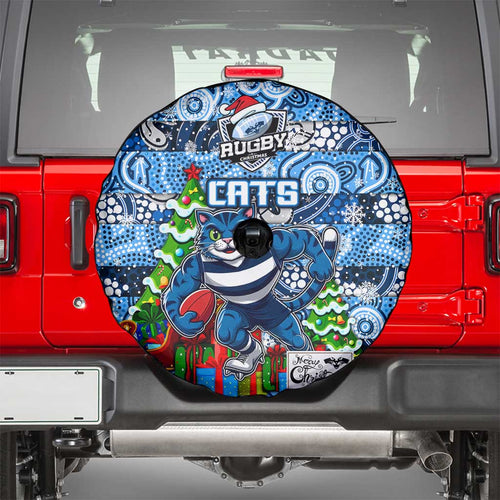 Cats Football Merry Christmas Spare Tire Cover Indigenous Australian Art