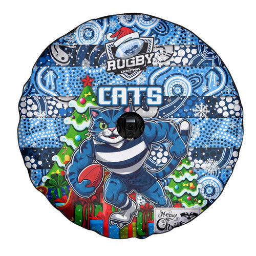 Cats Football Merry Christmas Spare Tire Cover Indigenous Australian Art