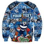 Custom Cats Rugby Merry Christmas Sweatshirt Indigenous Australian Art