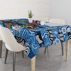 Cats Football Merry Christmas Tablecloth Indigenous Australian Art