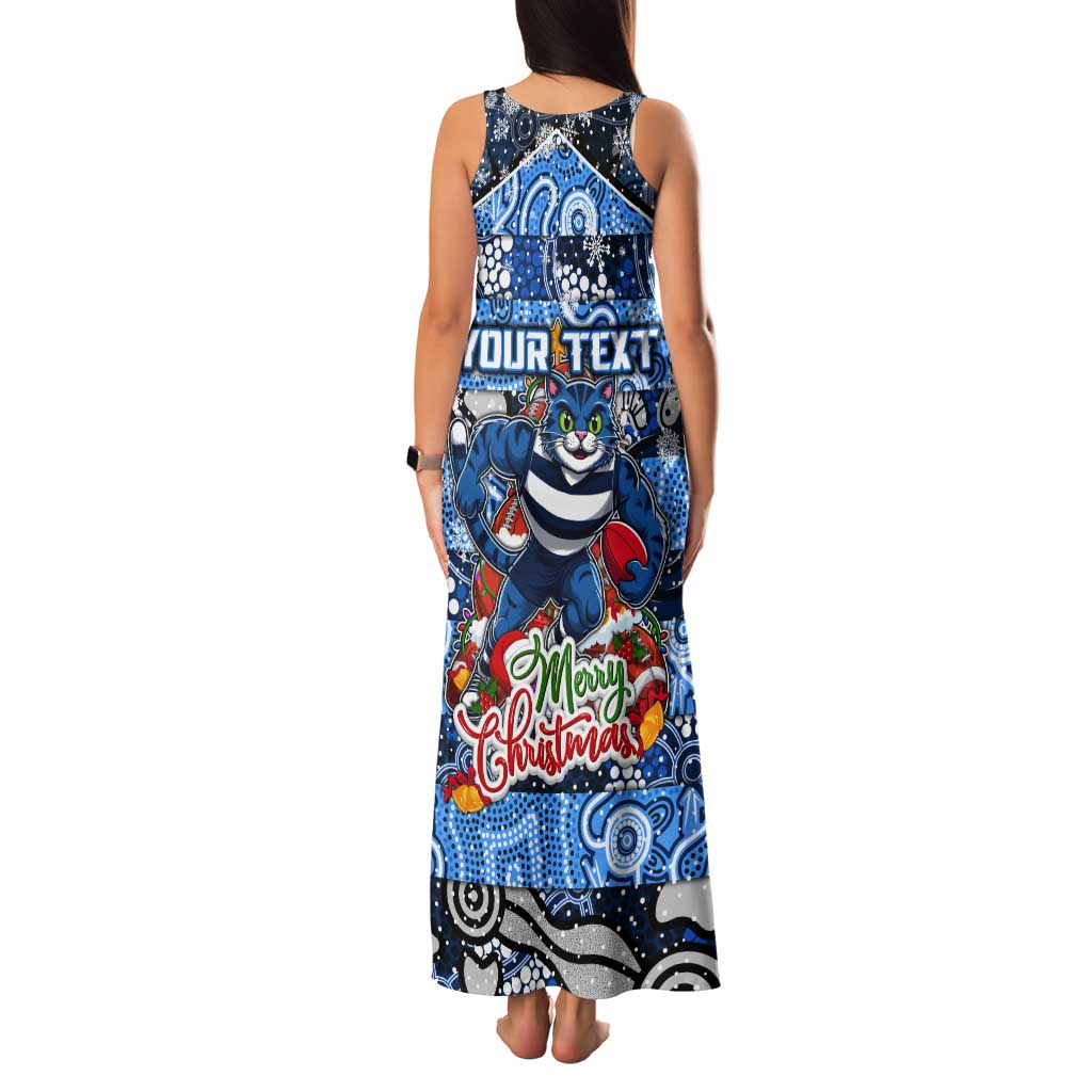 Custom Cats Rugby Merry Christmas Tank Maxi Dress Indigenous Australian Art