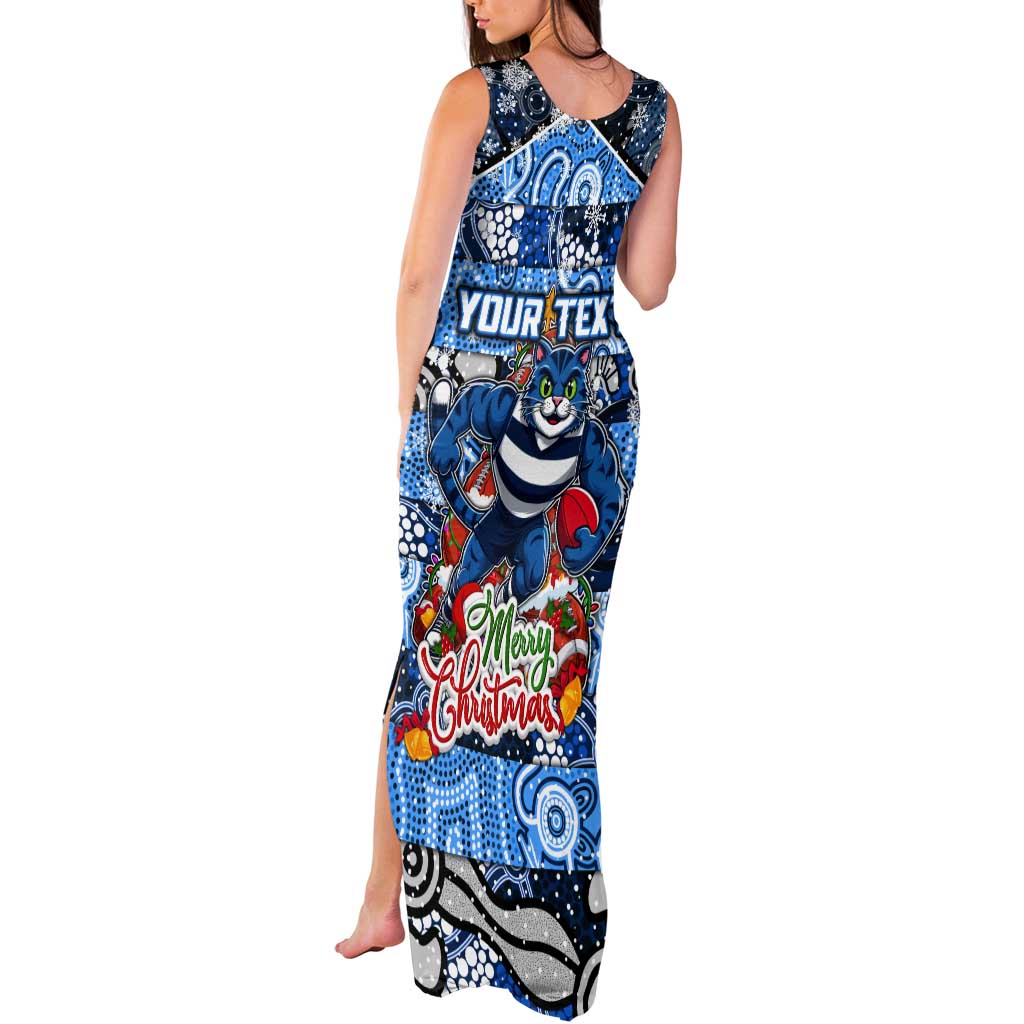 Custom Cats Rugby Merry Christmas Tank Maxi Dress Indigenous Australian Art