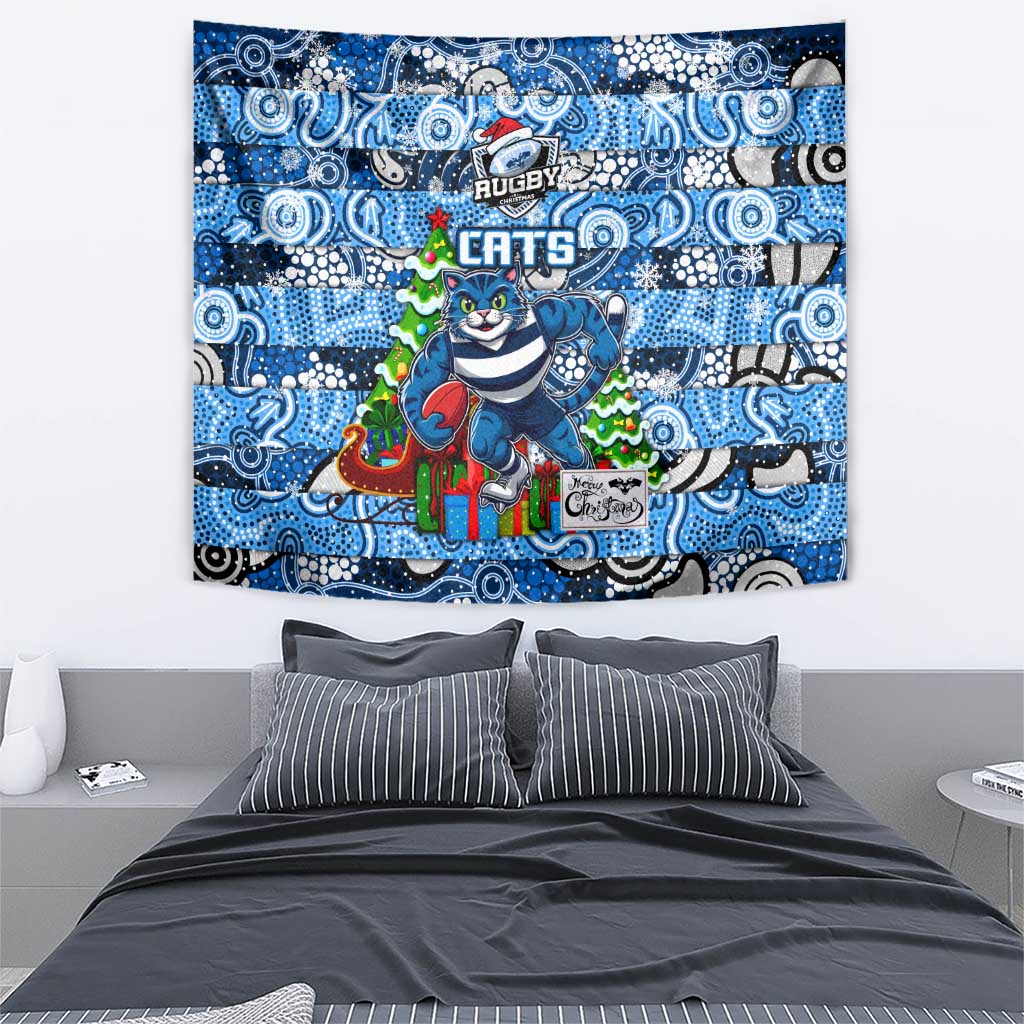 Cats Football Merry Christmas Tapestry Indigenous Australian Art