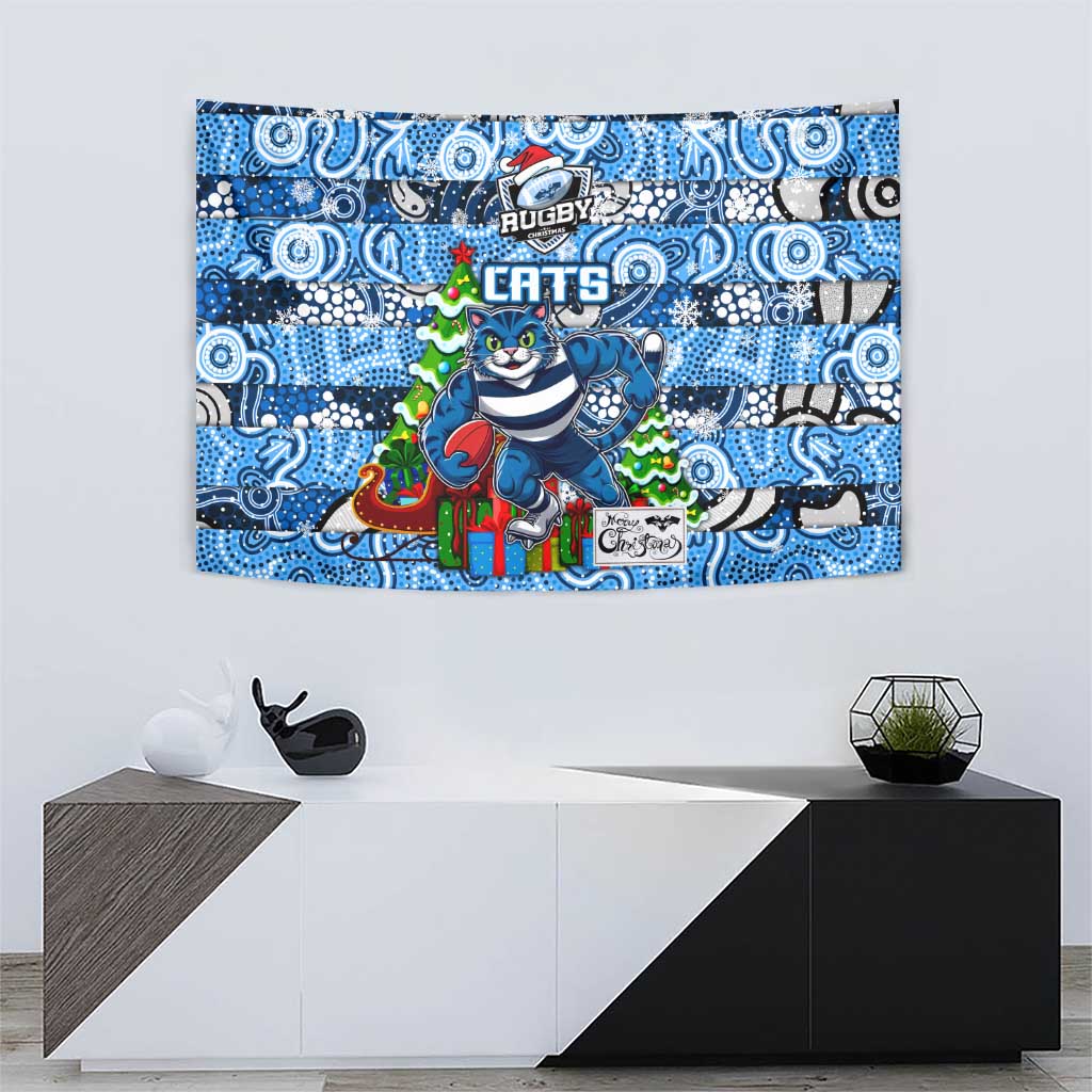 Cats Football Merry Christmas Tapestry Indigenous Australian Art