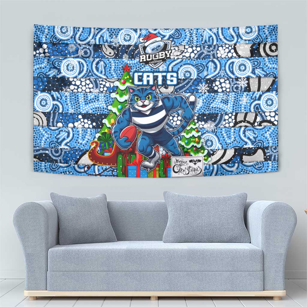 Cats Football Merry Christmas Tapestry Indigenous Australian Art