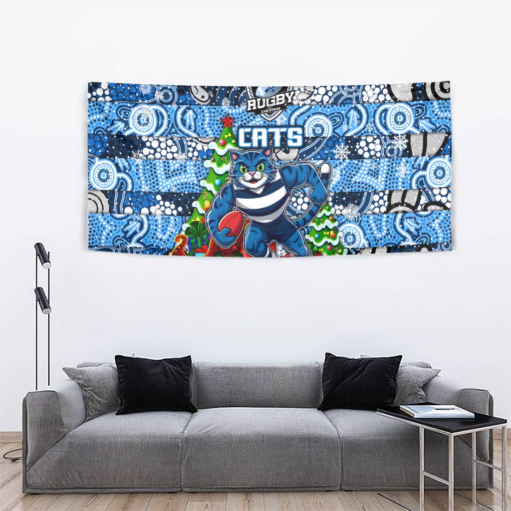 Cats Football Merry Christmas Tapestry Indigenous Australian Art
