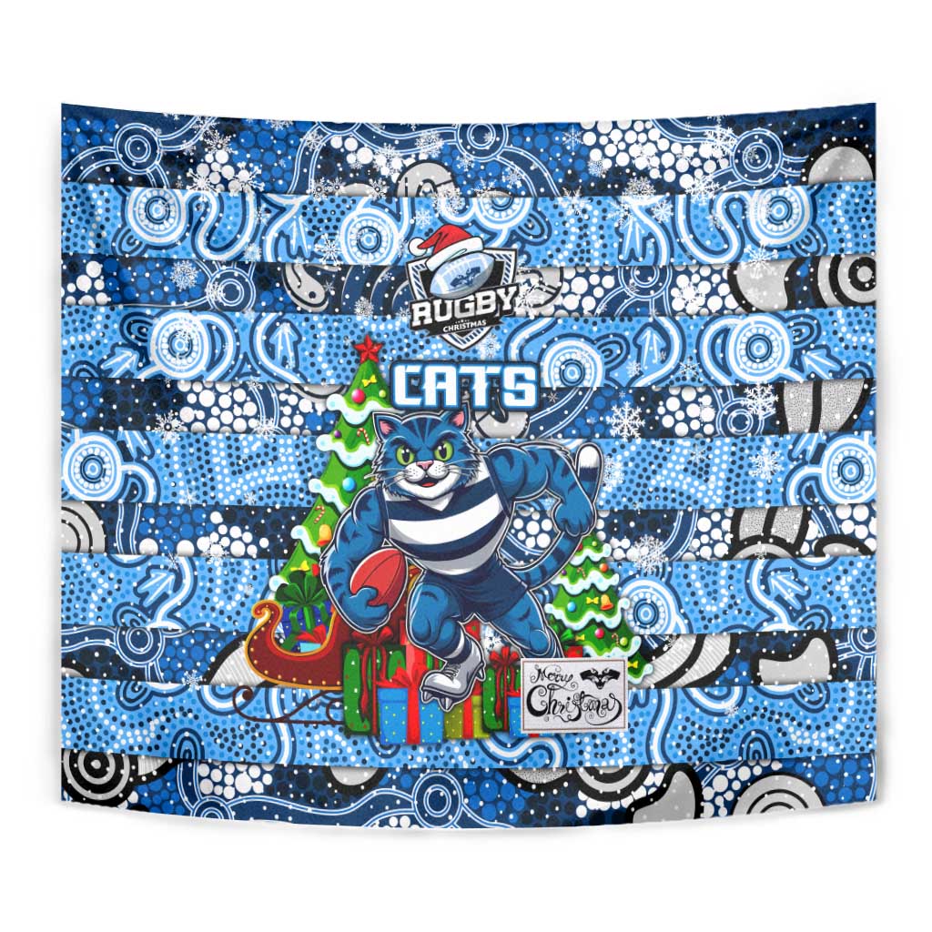 Cats Football Merry Christmas Tapestry Indigenous Australian Art