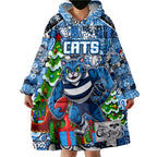 Custom Cats Rugby Merry Christmas Wearable Blanket Hoodie Indigenous Australian Art