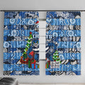 Cats Football Merry Christmas Window Curtain Indigenous Australian Art