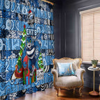 Cats Football Merry Christmas Window Curtain Indigenous Australian Art