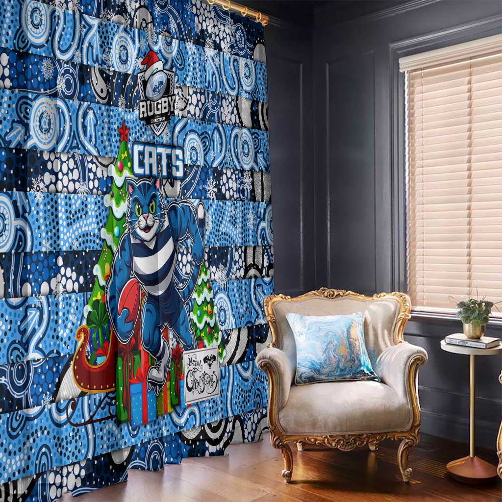 Cats Football Merry Christmas Window Curtain Indigenous Australian Art