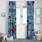 Cats Football Merry Christmas Window Curtain Indigenous Australian Art