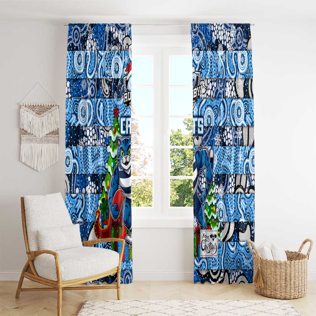 Cats Football Merry Christmas Window Curtain Indigenous Australian Art