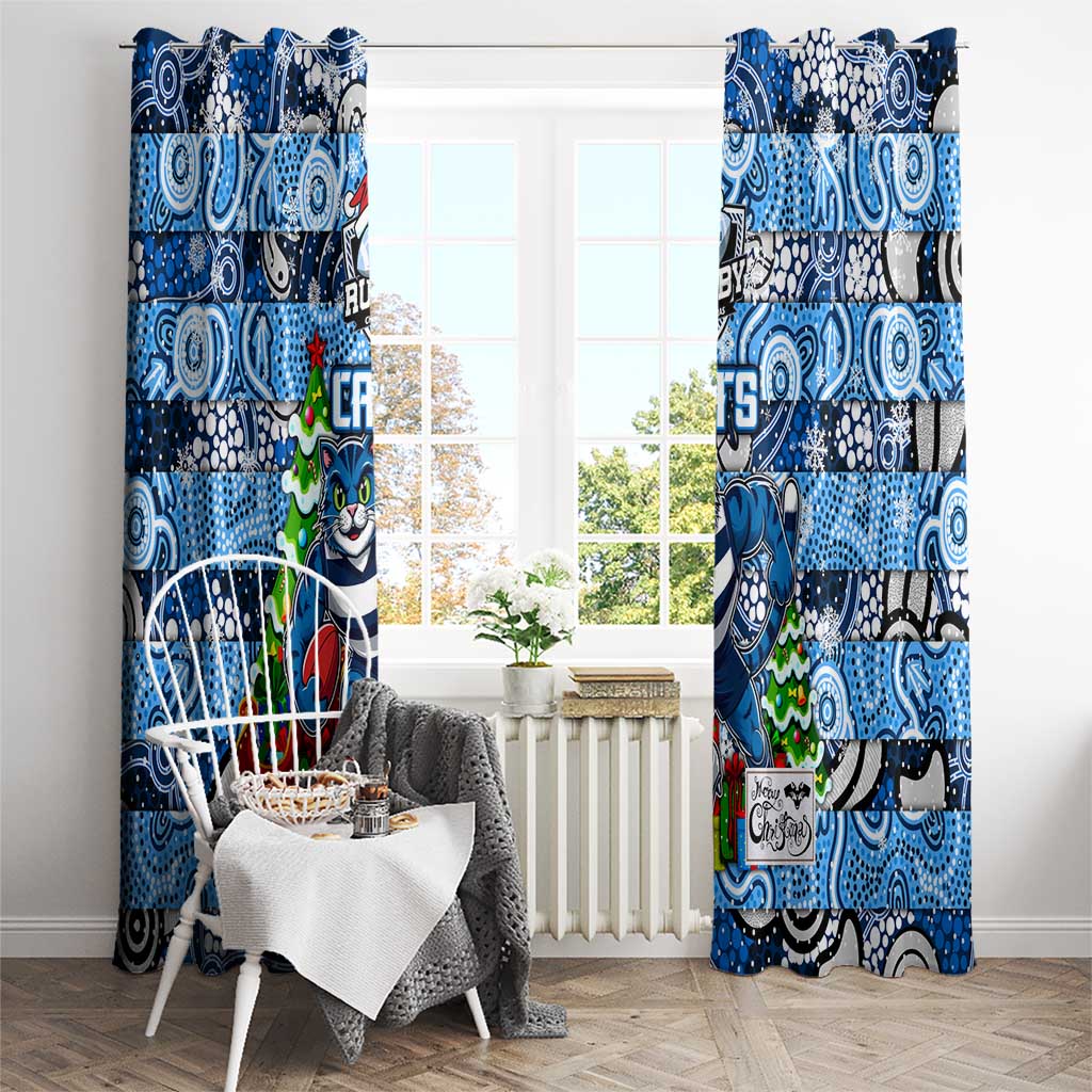 Cats Football Merry Christmas Window Curtain Indigenous Australian Art