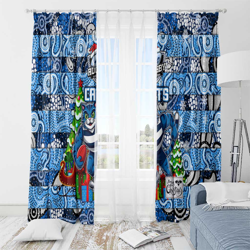 Cats Football Merry Christmas Window Curtain Indigenous Australian Art