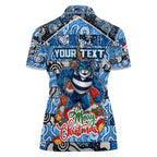 Custom Cats Rugby Merry Christmas Women Polo Shirt Indigenous Australian Art
