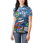 Custom Cats Rugby Merry Christmas Women Polo Shirt Indigenous Australian Art