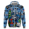 Custom Cats Rugby Merry Christmas Zip Hoodie Indigenous Australian Art