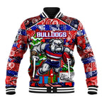 Custom Bulldogs Football Merry Christmas Baseball Jacket Indigenous Australian Art