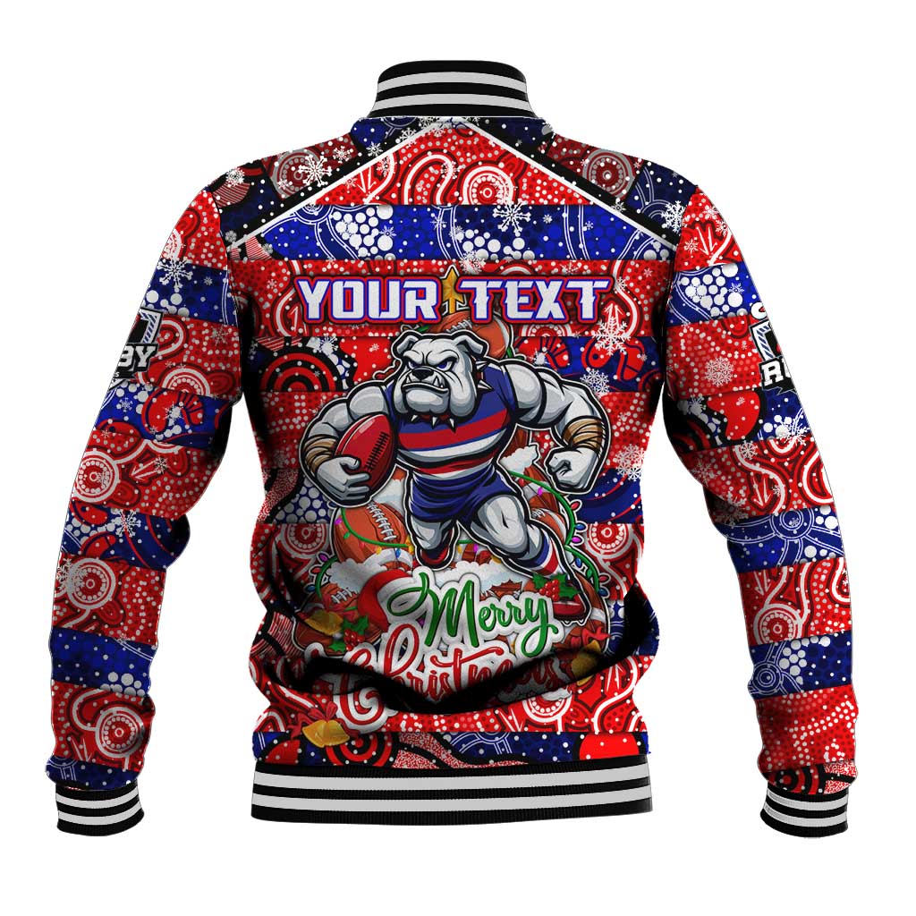 Custom Bulldogs Football Merry Christmas Baseball Jacket Indigenous Australian Art