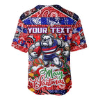 Custom Bulldogs Football Merry Christmas Baseball Jersey Indigenous Australian Art
