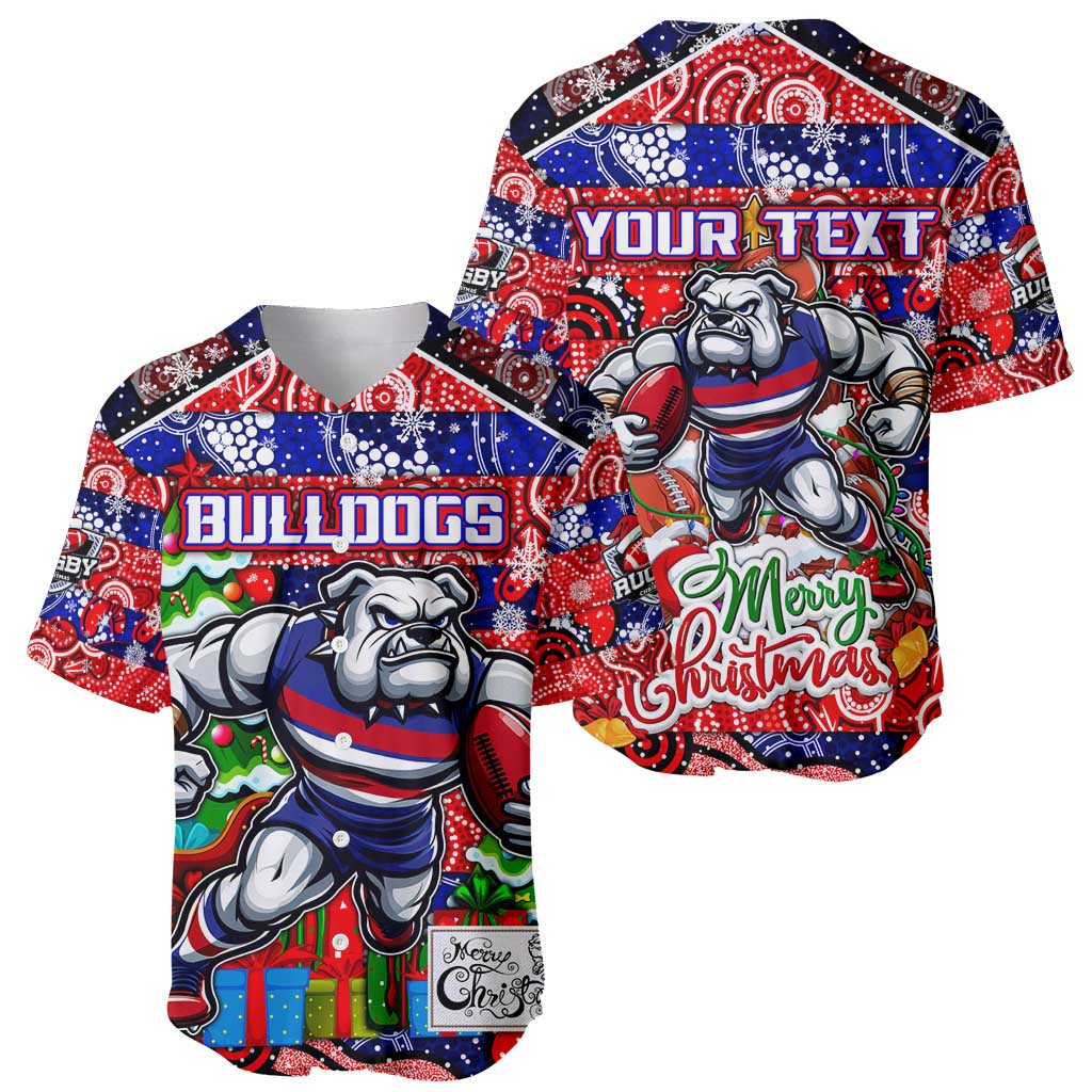 Custom Bulldogs Football Merry Christmas Baseball Jersey Indigenous Australian Art