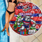 Bulldogs Football Merry Christmas Beach Blanket Indigenous Australian Art