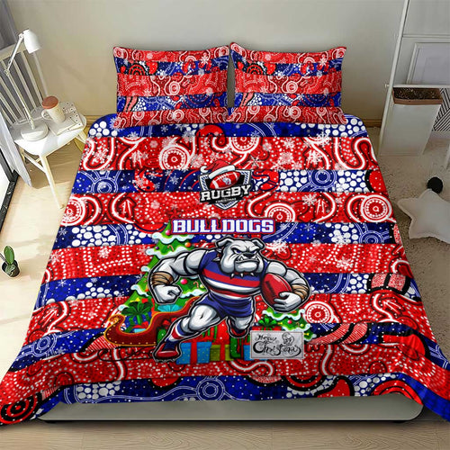 Bulldogs Football Merry Christmas Bedding Set Indigenous Australian Art