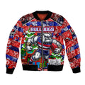 Custom Bulldogs Football Merry Christmas Bomber Jacket Indigenous Australian Art