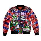 Custom Bulldogs Football Merry Christmas Bomber Jacket Indigenous Australian Art