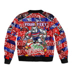 Custom Bulldogs Football Merry Christmas Bomber Jacket Indigenous Australian Art