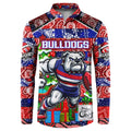 Custom Bulldogs Football Merry Christmas Button Sweatshirt Indigenous Australian Art