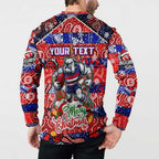 Custom Bulldogs Football Merry Christmas Button Sweatshirt Indigenous Australian Art