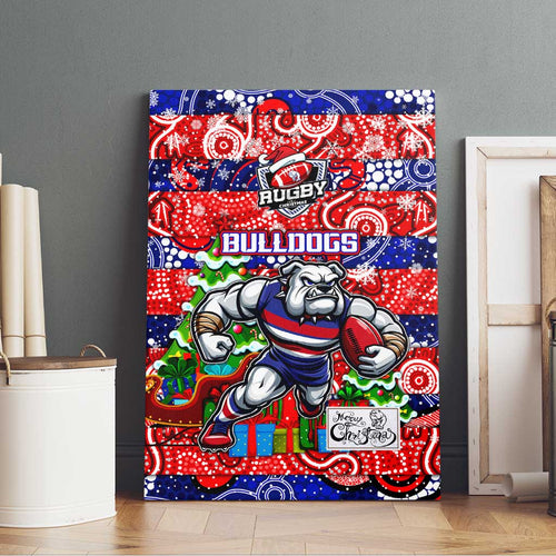 Bulldogs Football Merry Christmas Canvas Wall Art Indigenous Australian Art