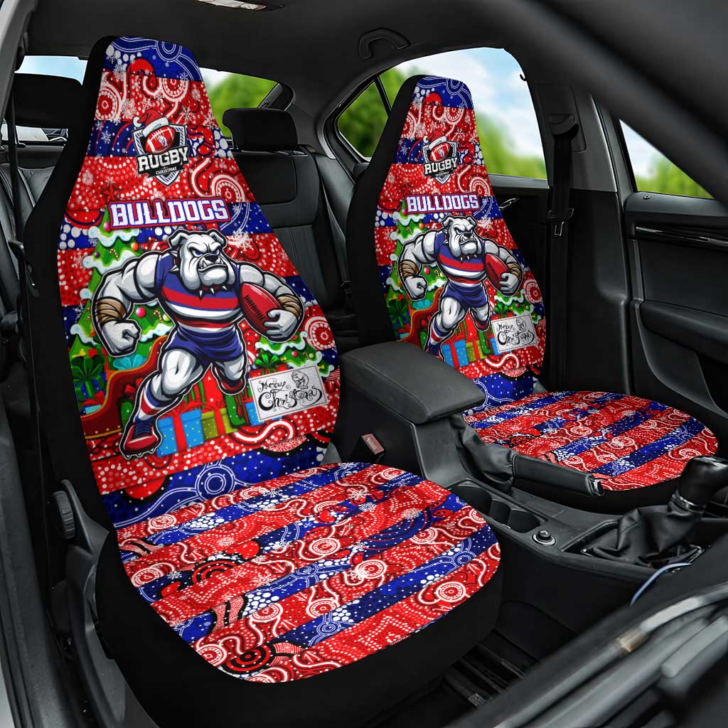 Bulldogs Football Merry Christmas Car Seat Cover Indigenous Australian Art