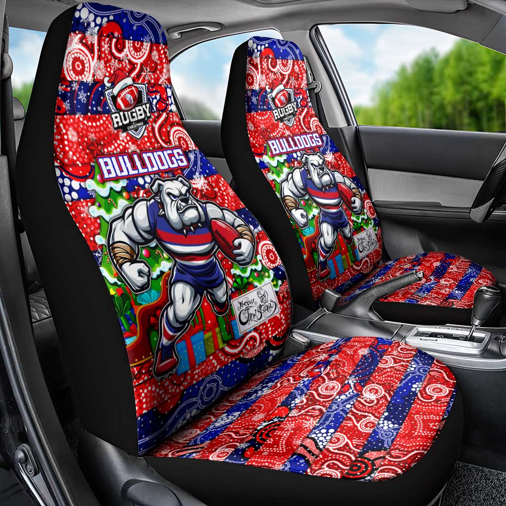 Bulldogs Football Merry Christmas Car Seat Cover Indigenous Australian Art