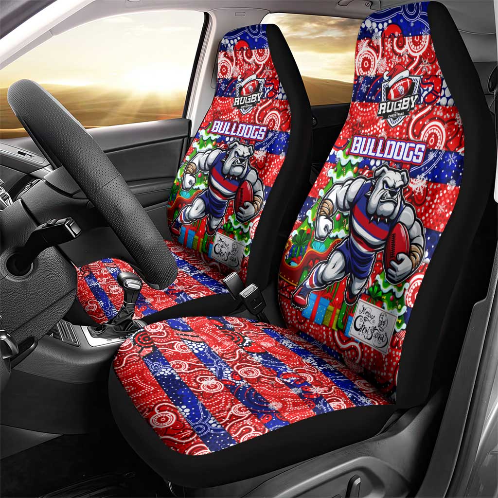 Bulldogs Football Merry Christmas Car Seat Cover Indigenous Australian Art