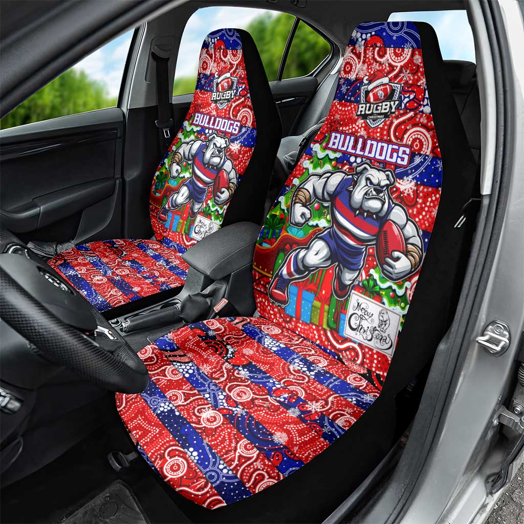Bulldogs Football Merry Christmas Car Seat Cover Indigenous Australian Art