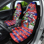 Bulldogs Football Merry Christmas Car Seat Cover Indigenous Australian Art