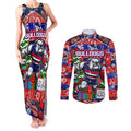 Custom Bulldogs Football Merry Christmas Couples Matching Tank Maxi Dress and Long Sleeve Button Shirt Indigenous Australian Art