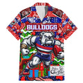 Custom Bulldogs Football Merry Christmas Family Matching Mermaid Dress and Hawaiian Shirt Indigenous Australian Art