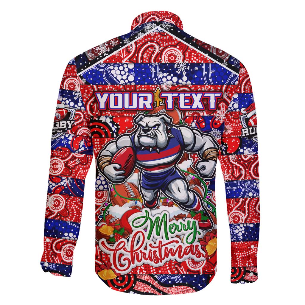 Custom Bulldogs Football Merry Christmas Family Matching Mermaid Dress and Hawaiian Shirt Indigenous Australian Art