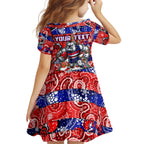 Custom Bulldogs Football Merry Christmas Family Matching Off The Shoulder Long Sleeve Dress and Hawaiian Shirt Indigenous Australian Art