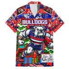 Custom Bulldogs Football Merry Christmas Family Matching Off Shoulder Maxi Dress and Hawaiian Shirt Indigenous Australian Art