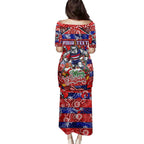Custom Bulldogs Football Merry Christmas Family Matching Puletasi and Hawaiian Shirt Indigenous Australian Art